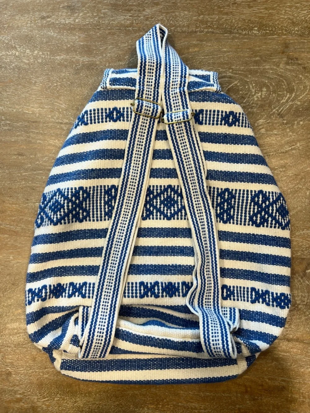 Blue White Woven Boho Backpack & Crossbody Bag Set